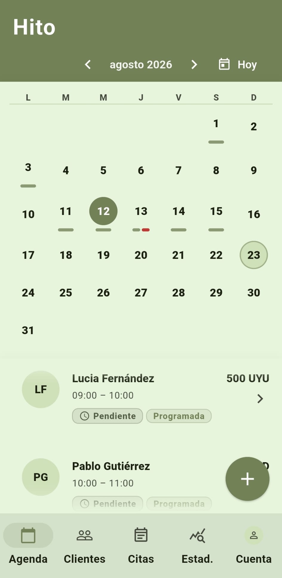 Agenda del día en Hito: citas del 23 de agosto en el celular